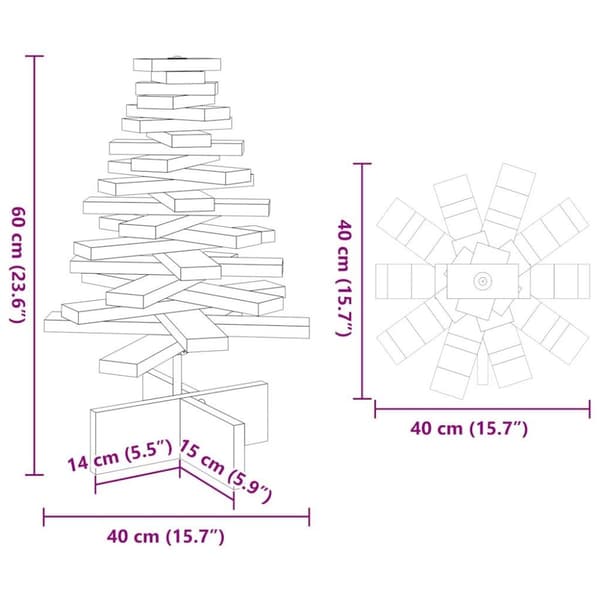vidaXL Julgran trä vaxbrun 60 cm massiv furu