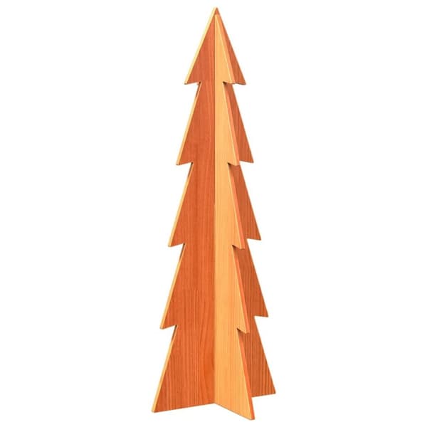 vidaXL Puinen koristejoulukuusi vahanruskea 112 cm täysi mänty