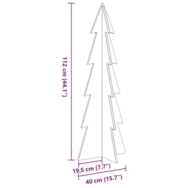 vidaXL Puinen koristejoulukuusi vahanruskea 112 cm täysi mänty