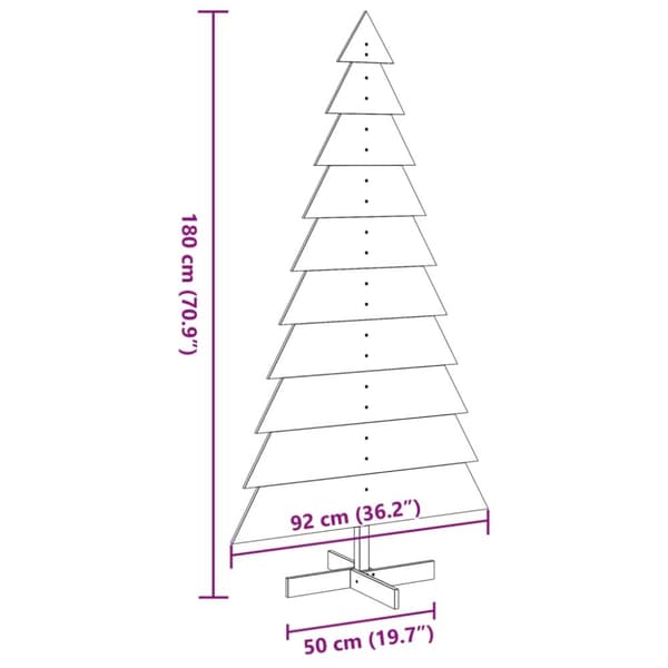 vidaXL Juletre av tre til pynt 180 cm heltre furu