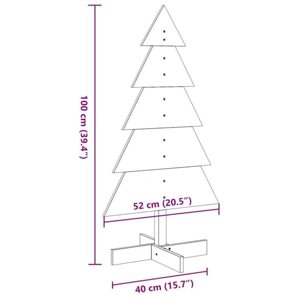 vidaXL Juletre av tre til pynt voksbrun 100 cm heltre furu