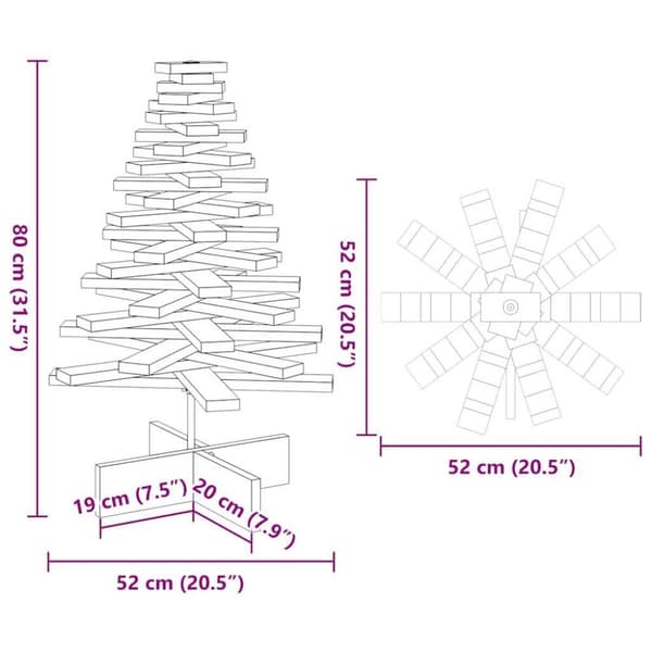 vidaXL Julgran trä vaxbrun 80 cm massiv furu