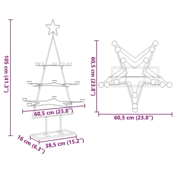 vidaXL Julgran i metall svart 105 cm