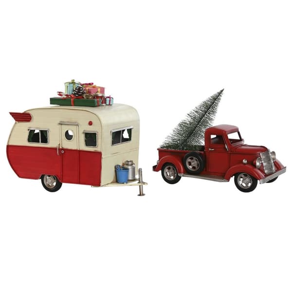 Julgranskula Home ESPRIT Röd Husvagn 73 x 19 x 28,5 cm