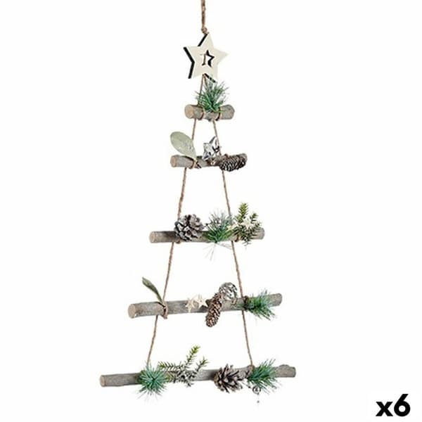 Julgranskula Krist+ 95851 Brun Silvrig Trä Plast Julgran 34 x 5 x 65 cm (6 antal)