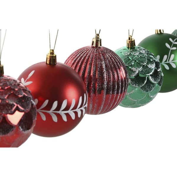 Julgranskulor Home ESPRIT Röd Grön PVC 16 x 16 x 24 cm (2 antal)