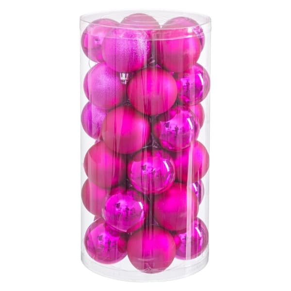 Julekuler Fuksia Plast Ø 6 cm (30 enheter)
