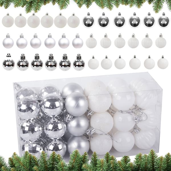 36-Pack Julkulor - Silver & Vit - 3 cm