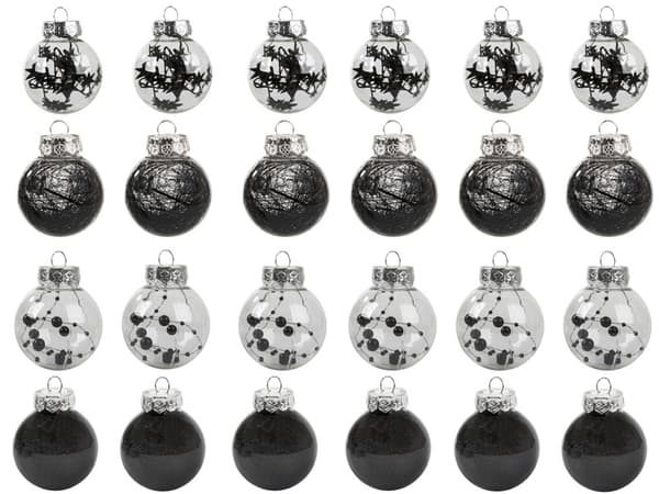 24-Pack Julkulor - Svart & Vit - 6 cm