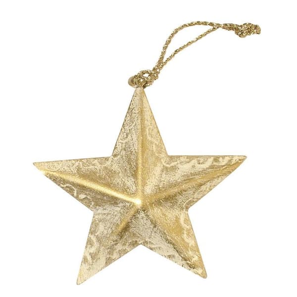 Pendente i metall stjärna kräm och guld 9,5 cm
