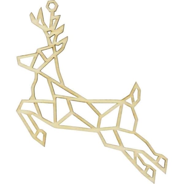 Julupphängning - Julren - Rått trä - Origamianda - 14x12 cm - Festlig dekoration