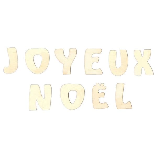 GOD JUL träbokstäver 3 x 4,2 cm 10 st