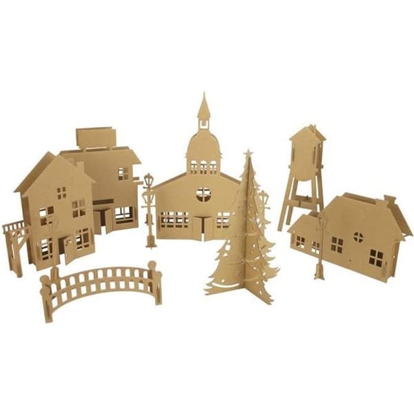 Juldekoration - MegaCrea DIY - Kartongby att montera - 9 stycken - Inomhus - Blandat