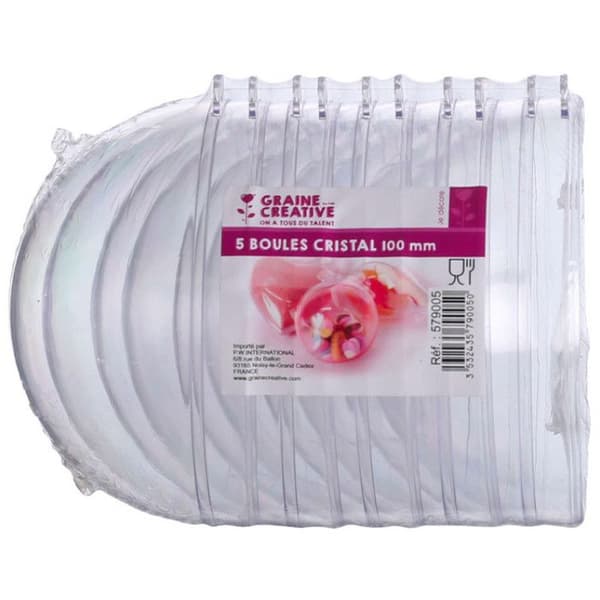 Boules - Kreativ frö - 100 mm - Transparent - Paket med 5 - Dekorativa för alla tillfällen