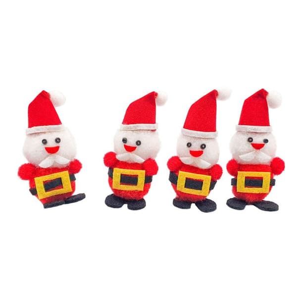 Jultomte pompoms och filt 5,5 x 3 cm 4 st