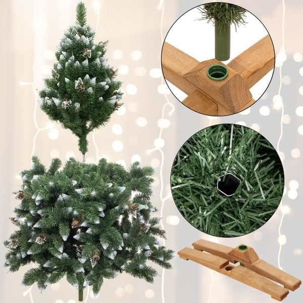 Konstgjord julgran - SPRINGOS - 180 cm - PVC - Konstsnö - Klassisk