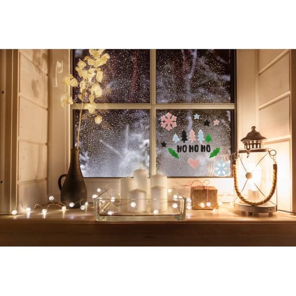 Julfönsterdekoration Vitrostatisk gel Snöflinga och träd 29 st