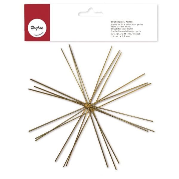 Festdekoration - SCT - Ståltrådsstjärna - 15cm - Gul - 4 st - 0,7mm