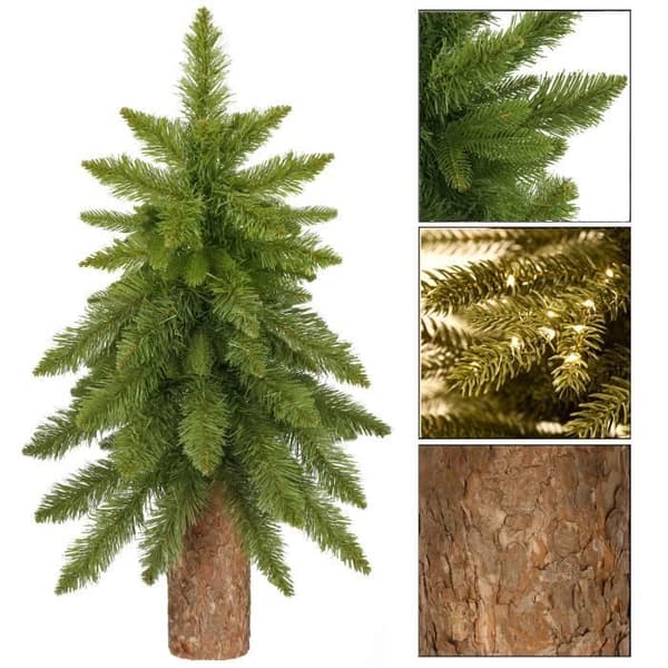 Konstgjord julgran - SPRINGOS - 90 cm - Grön med naturlig stam - PVC, PE - Inomhus