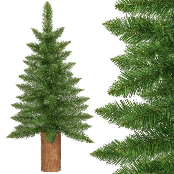Konstgjord julgran - SPRINGOS - 80 cm - Grön med naturlig stam - PVC, PE - Inomhus