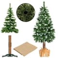 Miniatyrbild 3 av 4: Julgran i plast - SPRINGOS - 180 cm - Trädkropp i naturligt trä - Konstsnö - Kottar