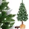 Miniatyrbild 2 av 4: Julgran i plast - SPRINGOS - 180 cm - Trädkropp i naturligt trä - Konstsnö - Kottar