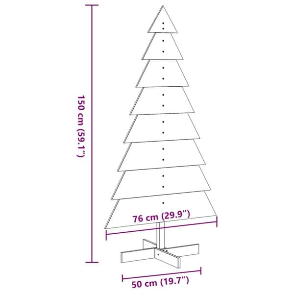 vidaXL Juletre av tre til pynt hvit 150 cm heltre furu