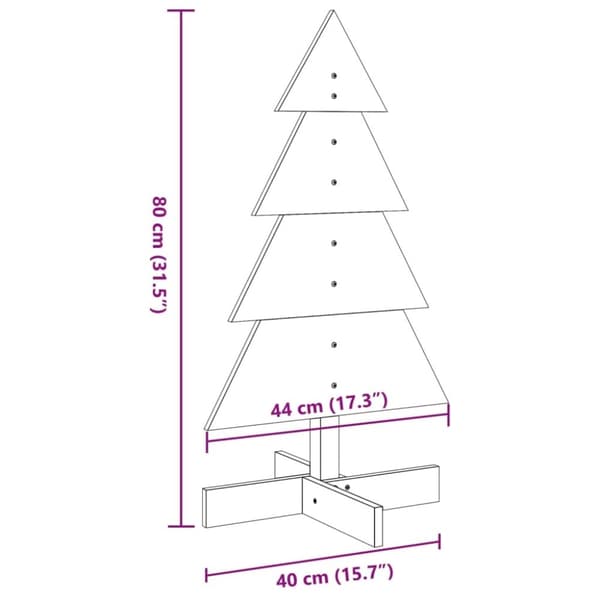 vidaXL dekorativt juletræ 80 cm massivt fyrretræ