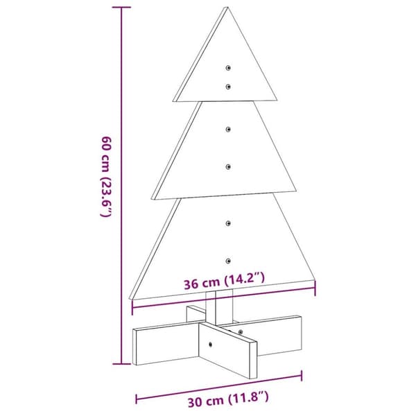vidaXL dekorativt juletræ 60 cm massivt fyrretræ gyldenbrun