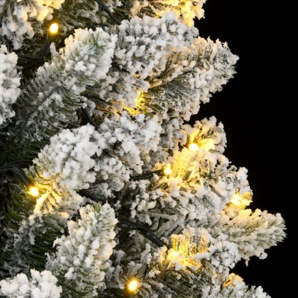 vidaXL Plastgran med 300 LEDs och snö 240 cm