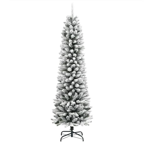 vidaXL Slankt kunstig juletre med flokket snø 120 cm PVC og PE