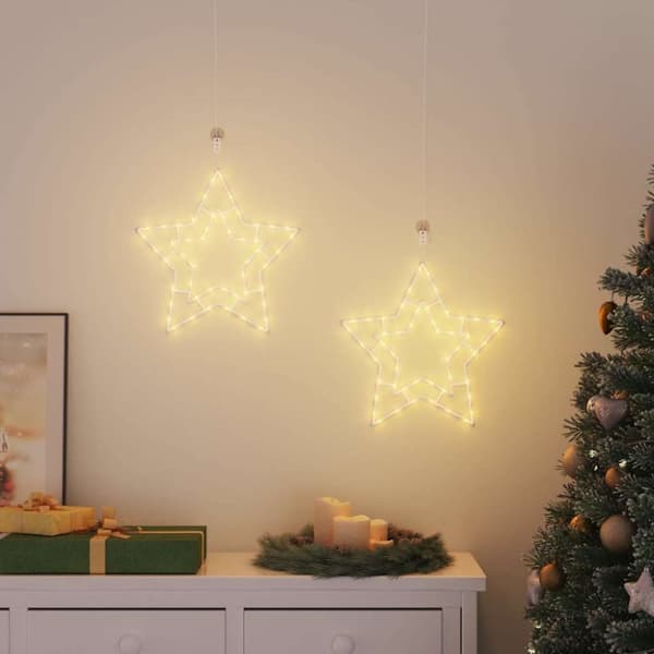 vidaXL Julelys stjernesilhuet 2 stk 50 LED'er varm hvid