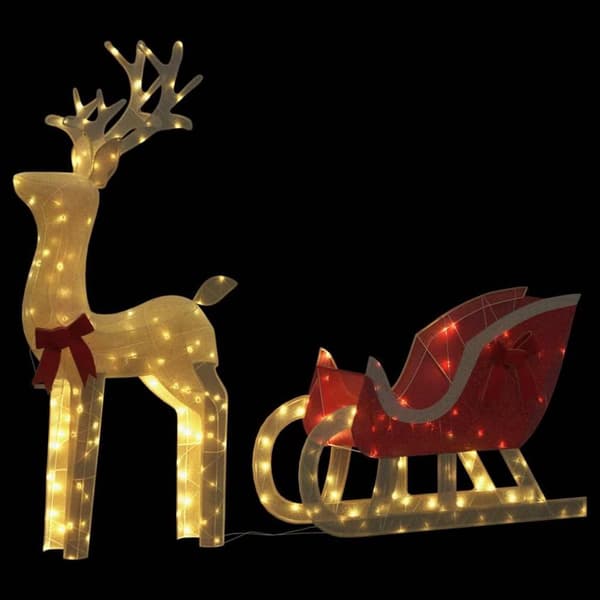 vidaXL Joulukoristeita Poro ja Reki 100 LEDs Lämmin valkoinen