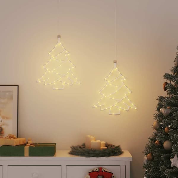 vidaXL Julelys juletre silhuett 2 stk 50 LED varm hvit