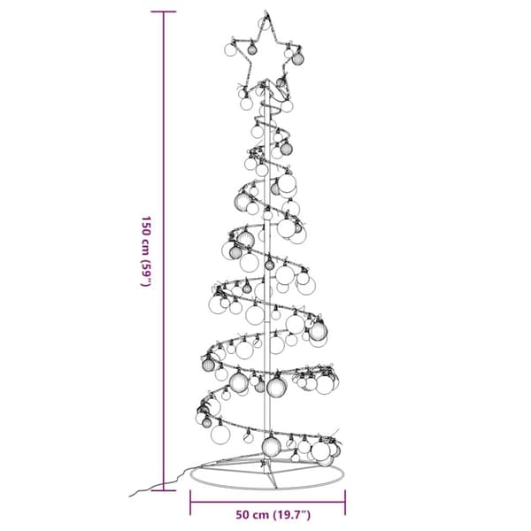 vidaXL LED julgran med julgranskulor 100 LED varmvit 150 cm