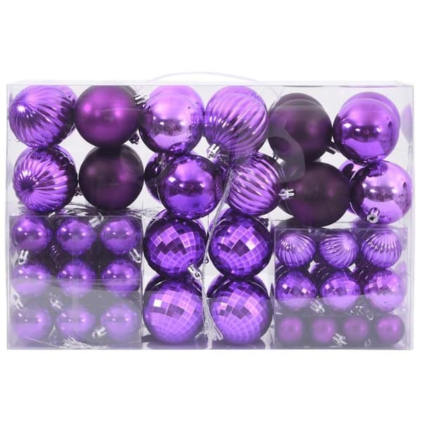 vidaXL Julgranskulor 100 st lila Ø3/4/6 cm