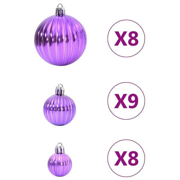vidaXL Julgranskulor 100 st lila Ø3/4/6 cm