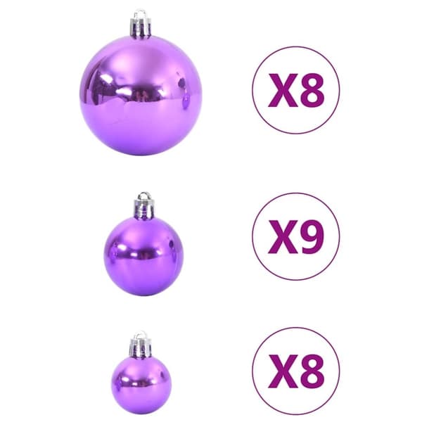 vidaXL Julgranskulor 100 st lila Ø3/4/6 cm