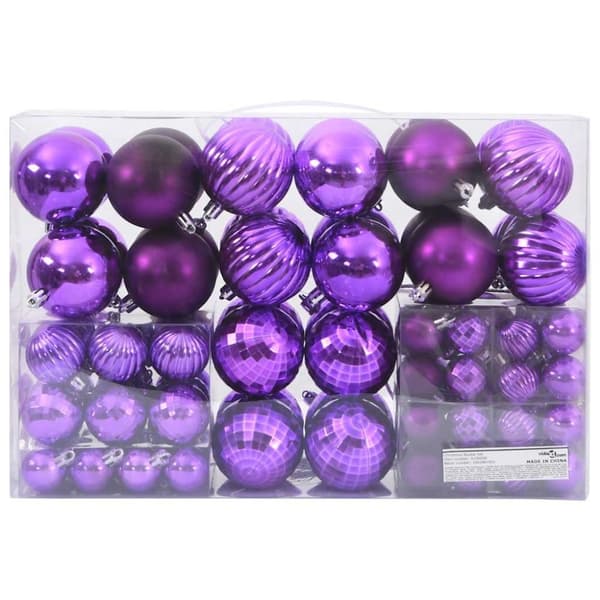 vidaXL Julgranskulor 100 st lila Ø3/4/6 cm