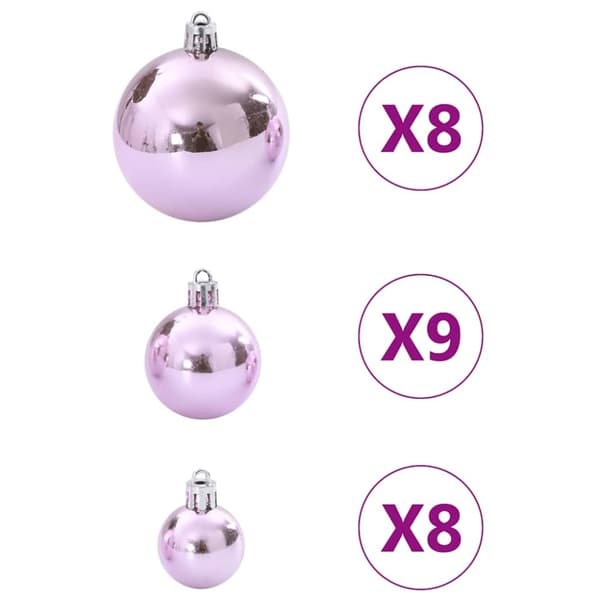 vidaXL Julekuler 100 stk rosa Ø3/4/6 cm