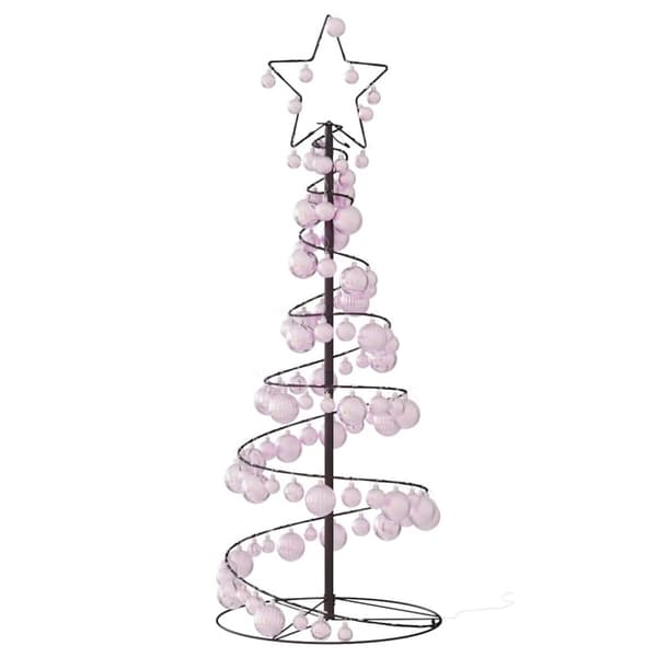 vidaXL LED juletre med kuler 80 lysdioder Varmhvit 120 cm