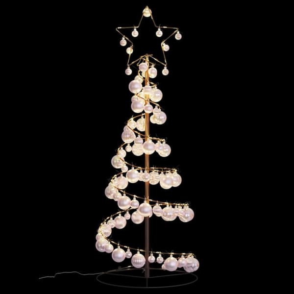 vidaXL LED juletre med kuler 80 lysdioder Varmhvit 120 cm