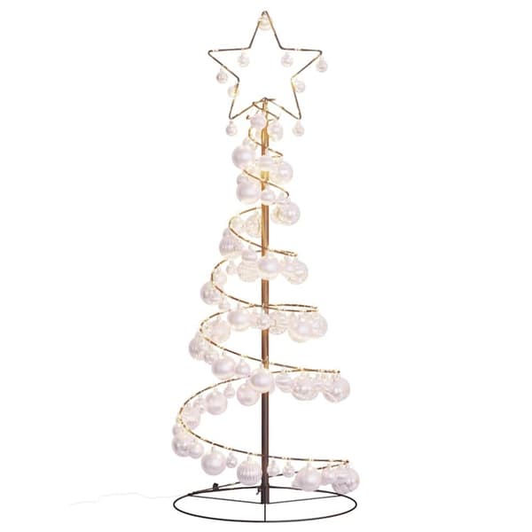 vidaXL LED juletre med kuler 80 lysdioder Varmhvit 120 cm