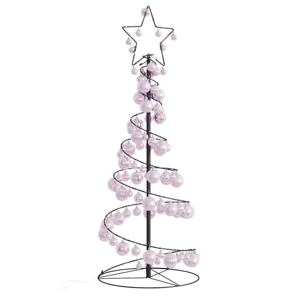 vidaXL LED juletre med kuler 80 lysdioder Varmhvit 120 cm