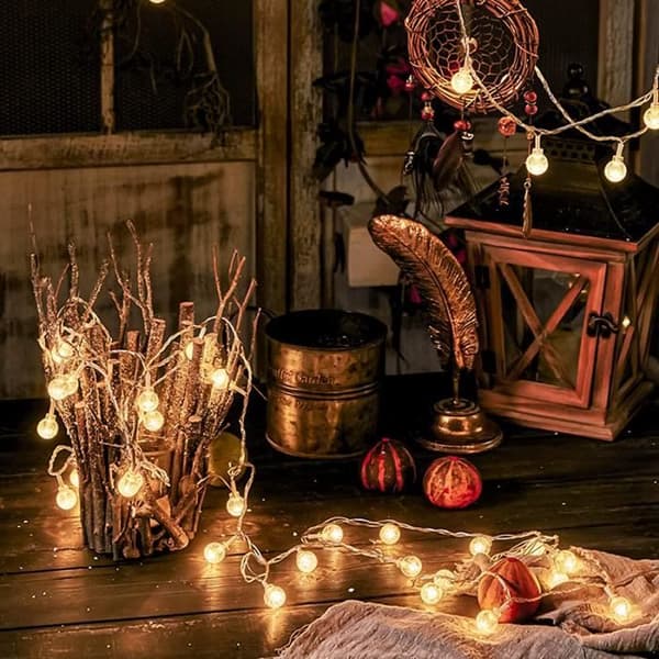 YUENFONG 30m 240 LED Utomhus-Inomhus Strängljus Dekoration för jul, Halloween, med 8 lägen, Cool White, IP44