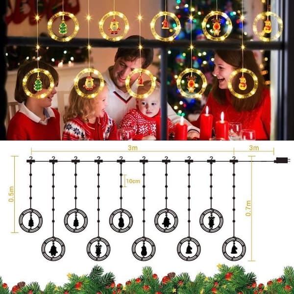Julljusridå, 3M 125LEDs Gardinljusgirland, 3D Julgirland Vattentät IP65 ljusdekoration för balkongfönster