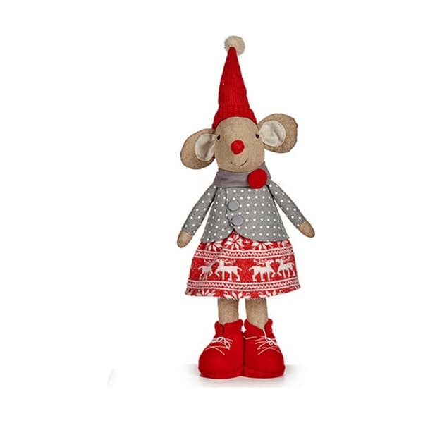 Prydnadsfigur Mus Jul 48 cm Vit Röd Grå Kräm