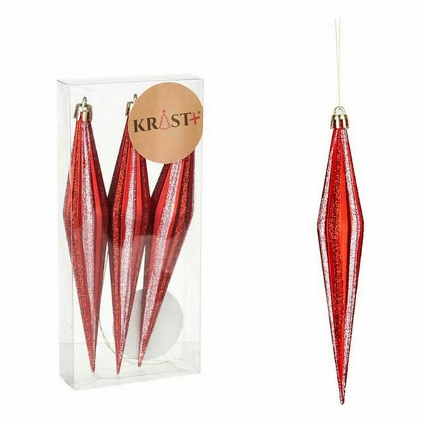 Juldekorationer Krist+ 00905 Röd PVC Avlång 8,5 x 3,5 x 19 cm (12 antal)