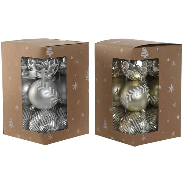 Julgranskulor Home ESPRIT Gyllene Silvrig PVC 16 x 16 x 24 cm (2 antal)