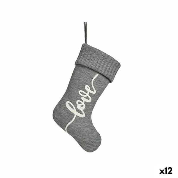 Julepynt Love Julesok Grå Klæde 28 x 4 x 46 cm (12 enheder)